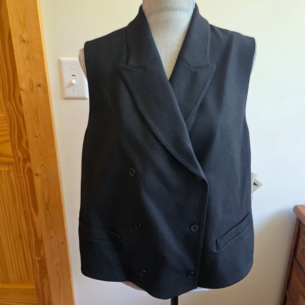 Lauren Ralph Lauren Black Double Breasted Equestrian Vest NWT Sz 16 NOS Western